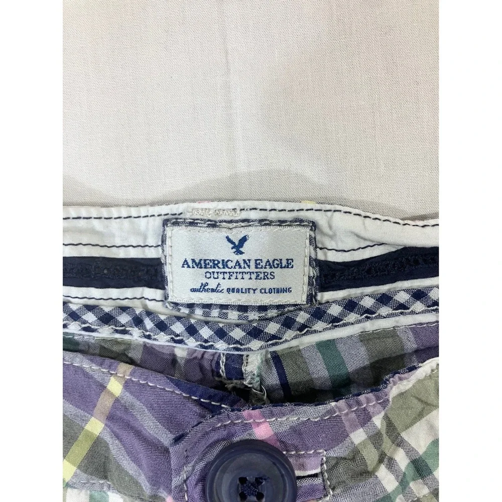 American Eagle Outfitters‎ Plaid Shorts Men's Size 8 Purple Green